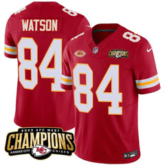 Men's Kansas City Chiefs #84 Justin Watson Red 2023 F.U.S.E. AFC West Champions With "NKH" Patch Vapor Untouchable Limited Stitched Jersey 