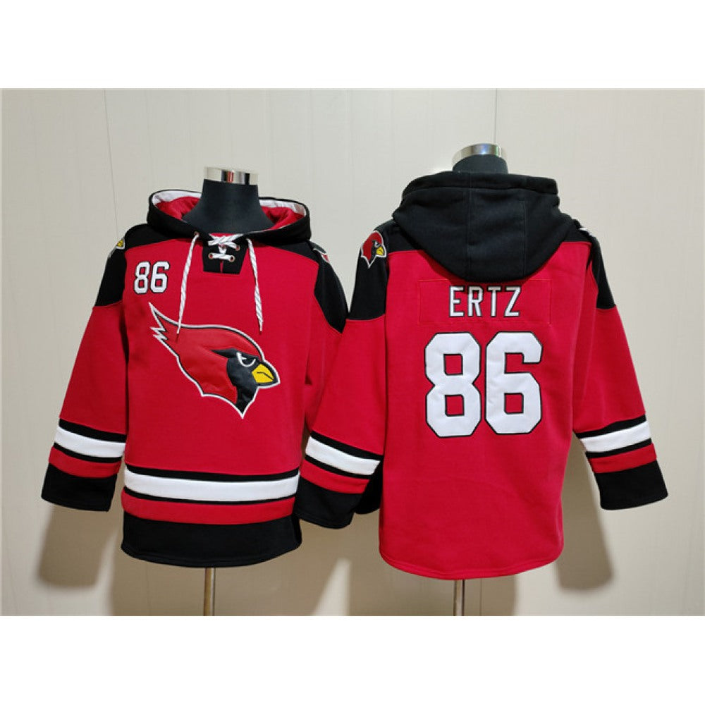 Men's Arizona Cardinals #86 Zach Ertz Red Ageless Must-Have Lace-Up Pullover Hoodie 