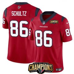 Men's Houston Texans #86 Dalton Schultz Red 2023 F.U.S.E. AFC South Champions Patch Vapor Untouchable Limited Stitched Football Jersey 