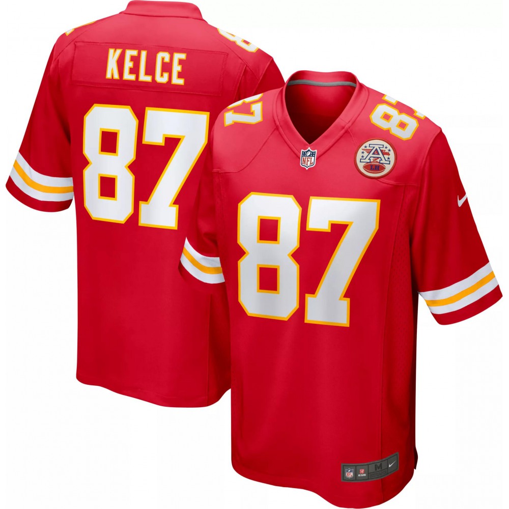 Men's Kansas City Chiefs #87 Travis Kelce Red Stitched Game Jersey 