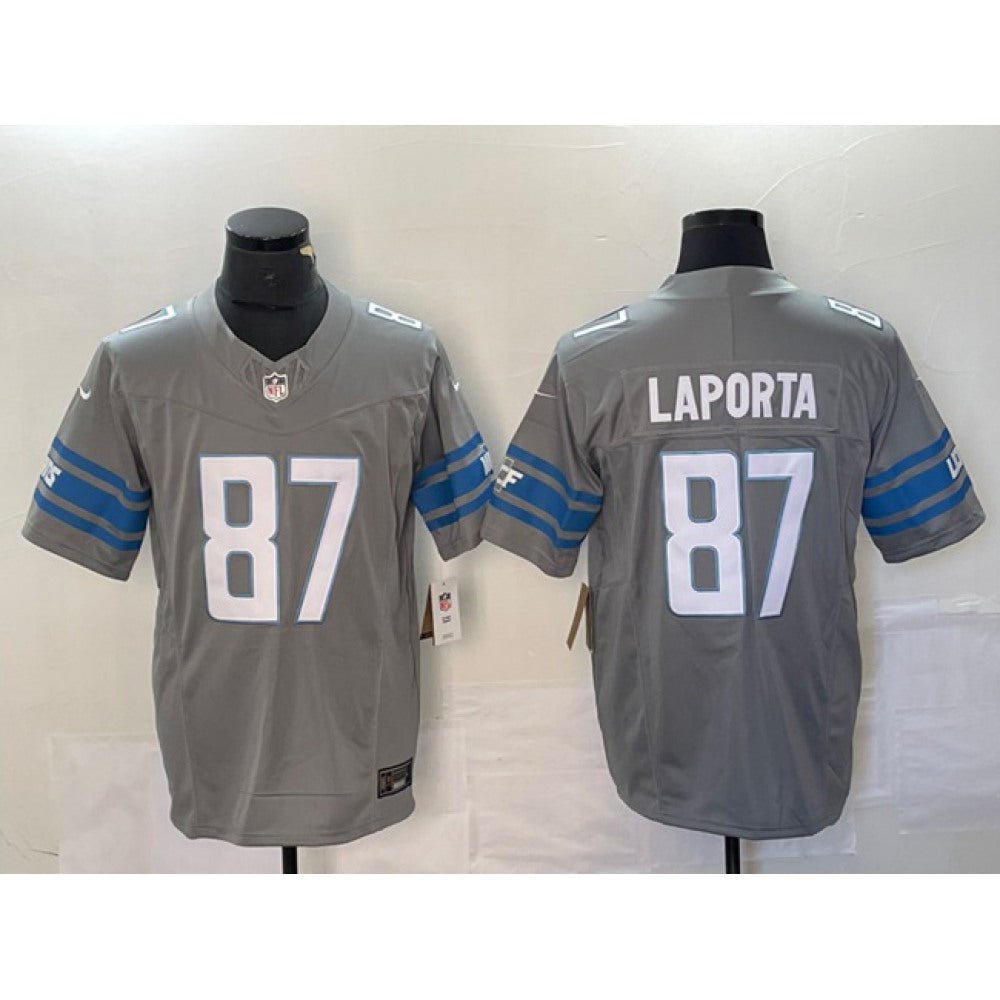 Men's Detroit Lions #87 Sam LaPorta Grey 2023 F.U.S.E. Vapor Untouchable Limited Stitched Jersey 