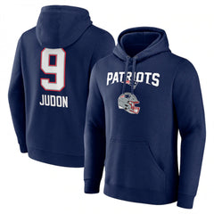 Men's New England Patriots #9 Matthew Judon Navy Team Wordmark Player Name & Number Pullover Hoodie 