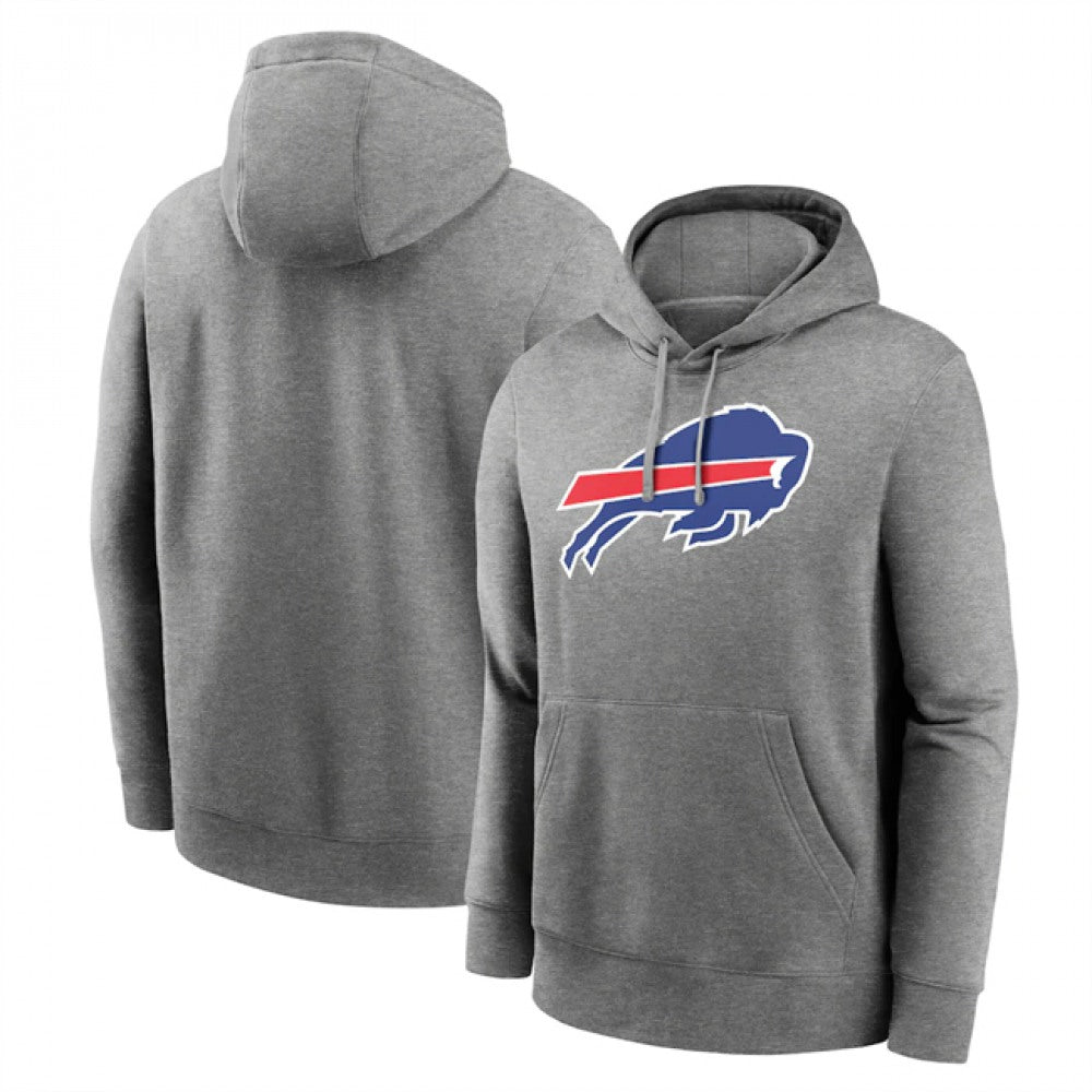 Men's Buffalo Bills Heather Gray Primary Logo Long Sleeve Hoodie T-Shirt 