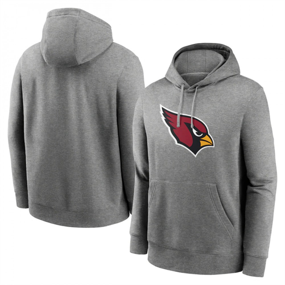 Men's Arizona Cardinals Heather Gray Primary Logo Long Sleeve Hoodie T-Shirt 