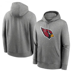 Men's Arizona Cardinals Heather Gray Primary Logo Long Sleeve Hoodie T-Shirt 