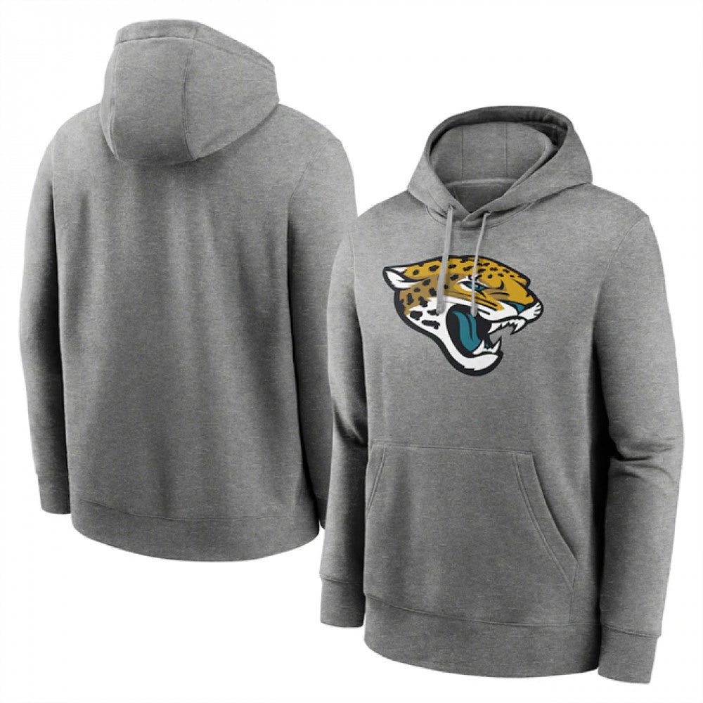 Men's Jacksonville Jaguars Heather Gray Primary Logo Long Sleeve Hoodie T-Shirt 