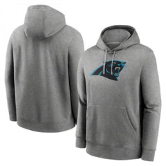 Men's Carolina Panthers Heather Gray Primary Logo Long Sleeve Hoodie T-Shirt 