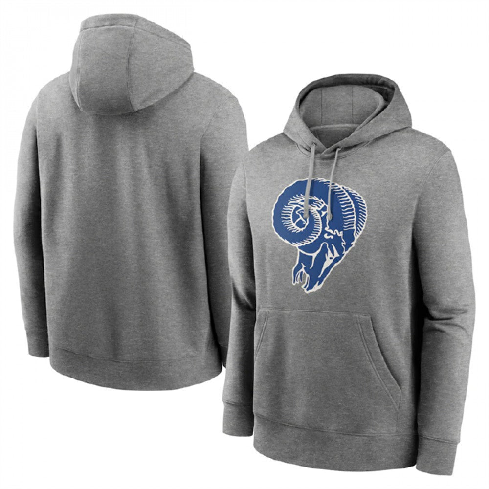 Men's Los Angeles Rams Heather Gray Primary Logo Long Sleeve Hoodie T-Shirt 