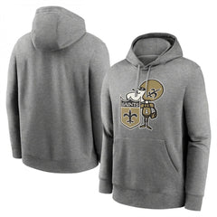 Men's New Orleans Saints Heather Gray Primary Logo Long Sleeve Hoodie T-Shirt 