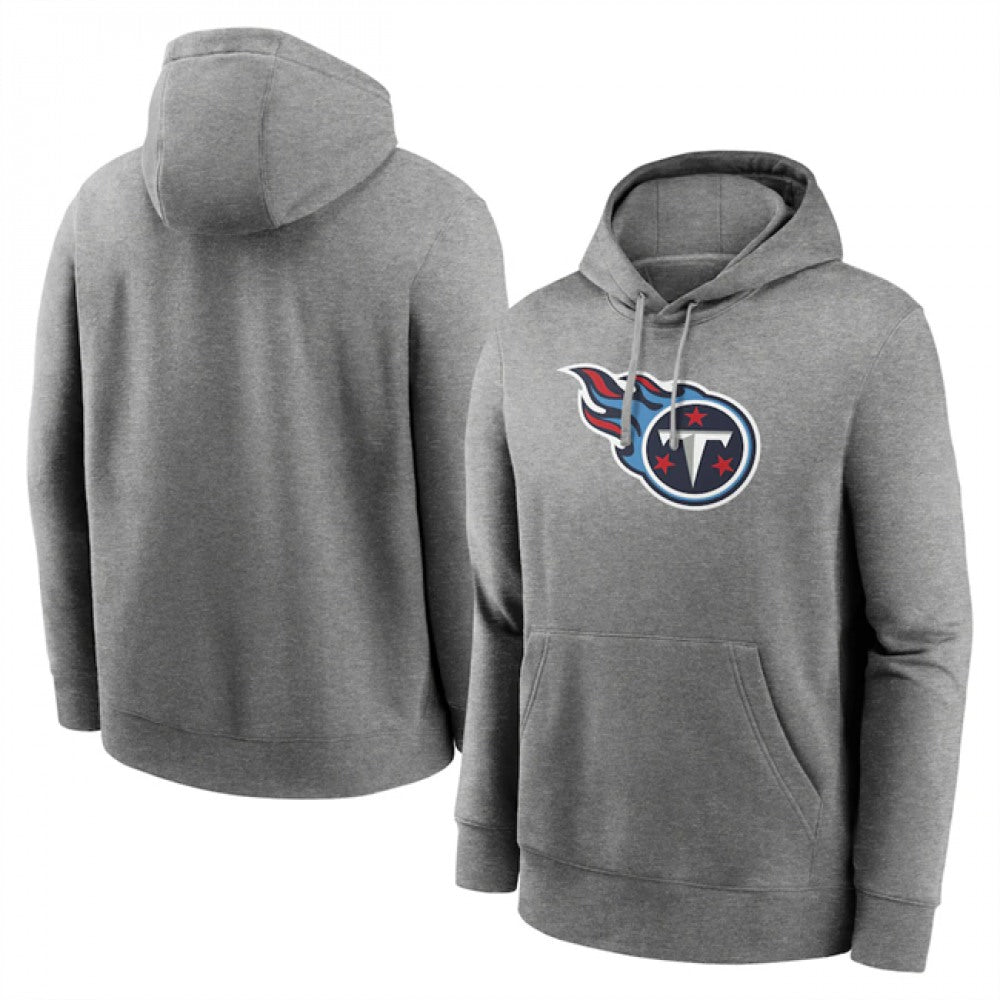 Men's Tennessee Titans Heather Gray Primary Logo Long Sleeve Hoodie T-Shirt 