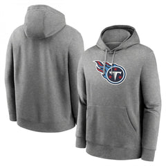 Men's Tennessee Titans Heather Gray Primary Logo Long Sleeve Hoodie T-Shirt 