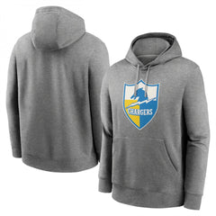 Men's Los Angeles Chargers Heather Gray Primary Logo Long Sleeve Hoodie T-Shirt 
