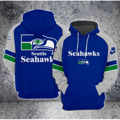 Men's Seattle Seahawks Royal Team Big Logo Sideline Alternate Club Pullover Hoodie 
