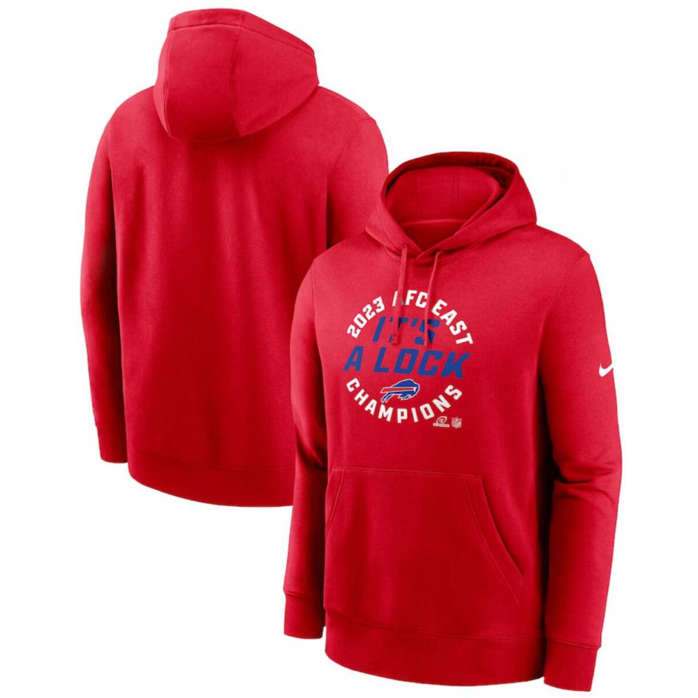 Men's Buffalo Bills Red 2023 AFC East Division Champions Locker Room Trophy Collection Club Pullover Hoodie 