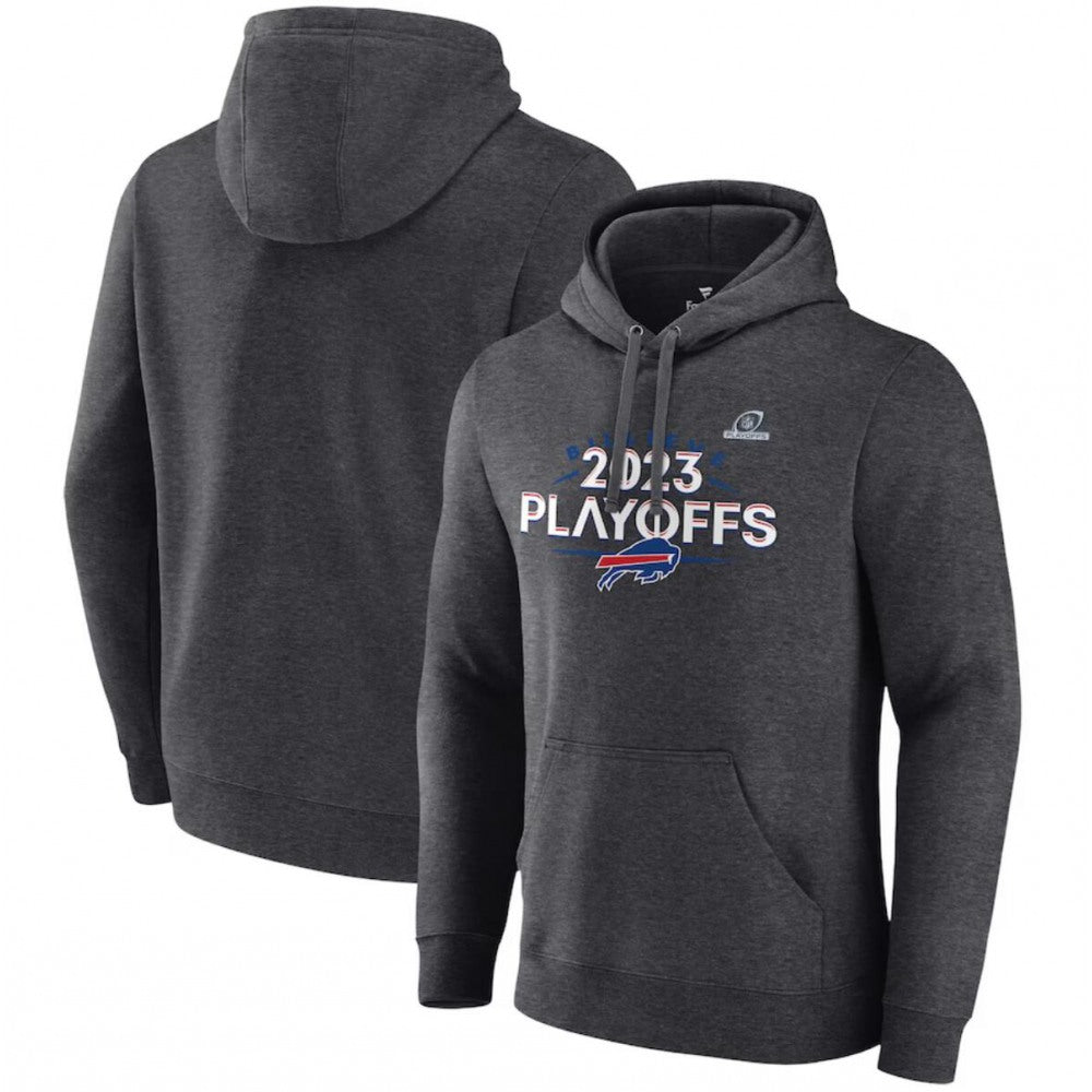 Men's Buffalo Bills Heather Charcoal 2023 Playoffs Fleece Pullover Hoodie 