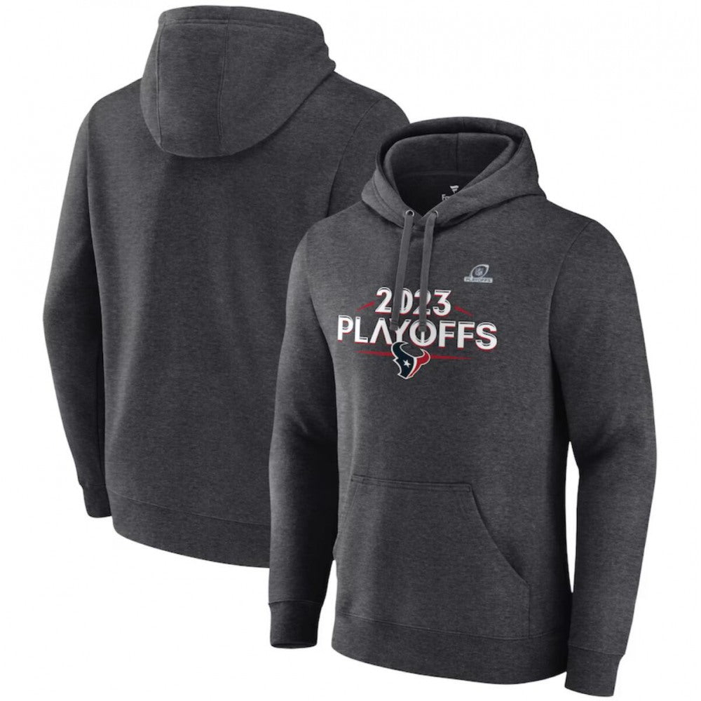 Men's Houston Texans Heather Charcoal 2023 Playoffs Fleece Pullover Hoodie 