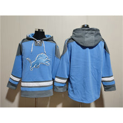 Men's Detroit Lions Blank Blue Ageless Must-Have Lace-Up Pullover Hoodie 