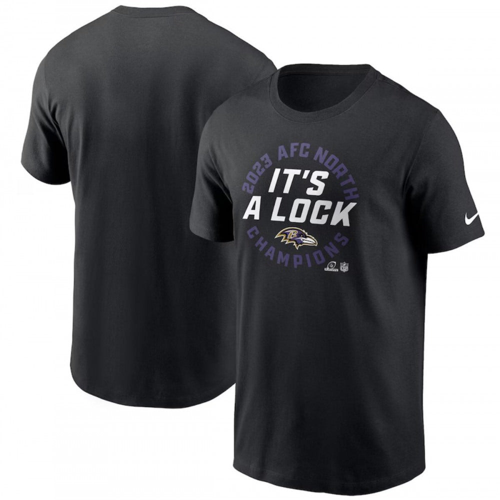 Men's Baltimore Ravens Black 2023 AFC North Division Champions Locker Room Trophy Collection T-Shirt 
