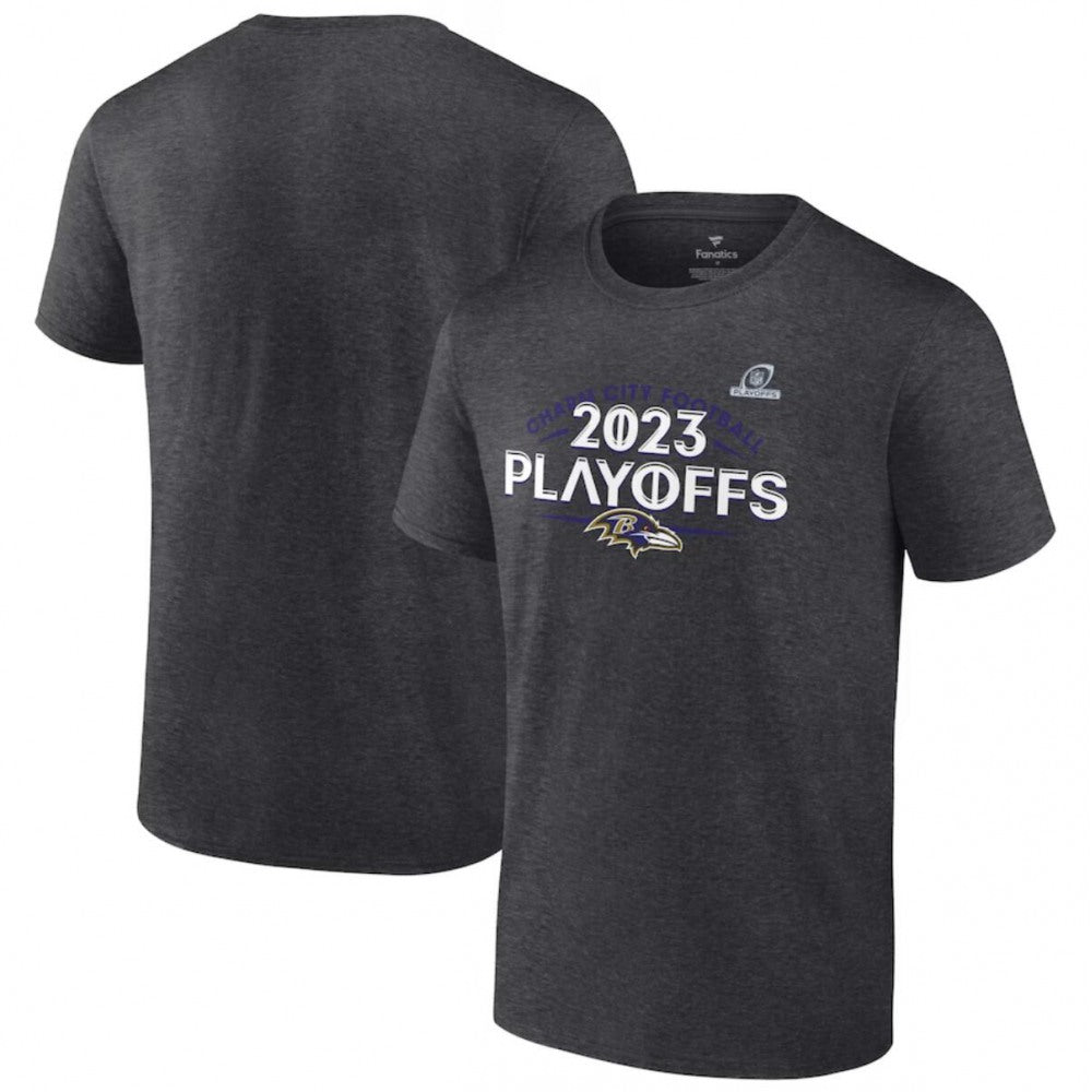 Men's Baltimore Ravens Heather Charcoal 2023 NFL Playoffs T-Shirt 