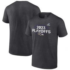 Men's Baltimore Ravens Heather Charcoal 2023 NFL Playoffs T-Shirt 