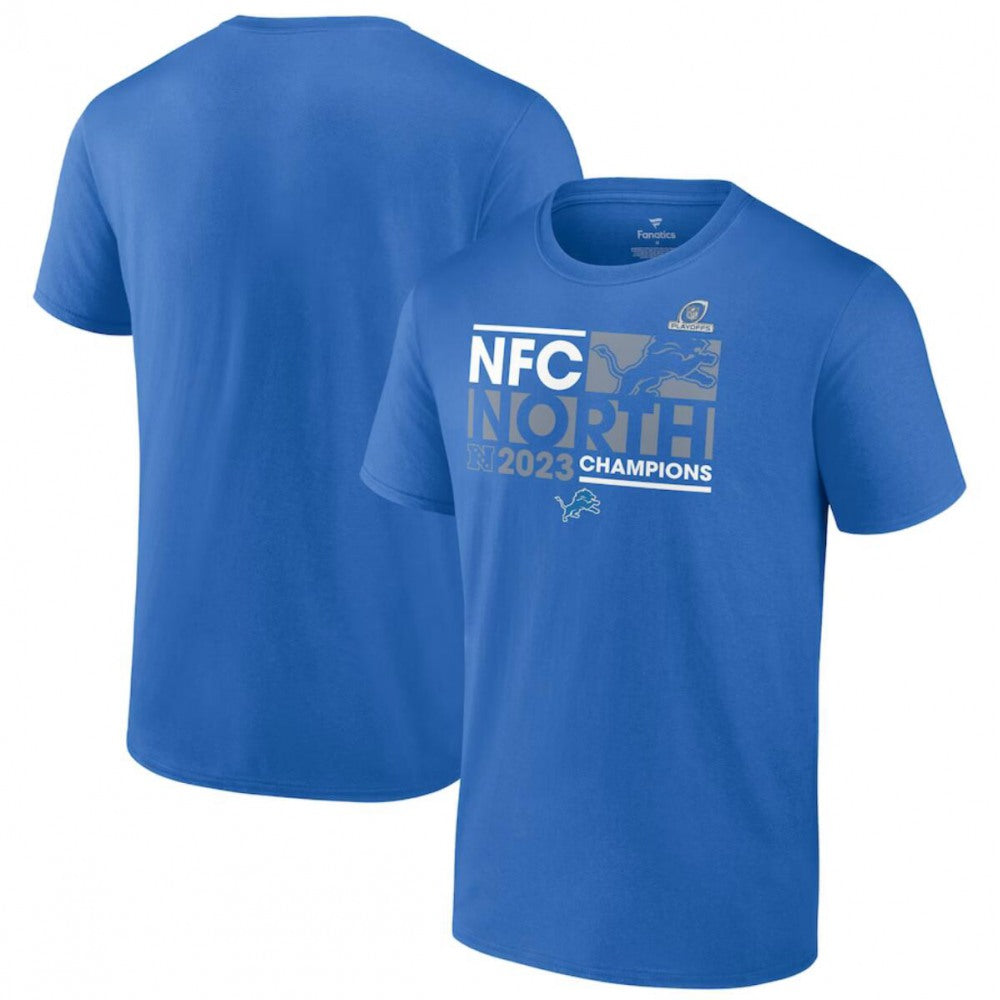 Men's Detroit Lions Blue 2023 NFC North Division Champions Conquer T-Shirt 