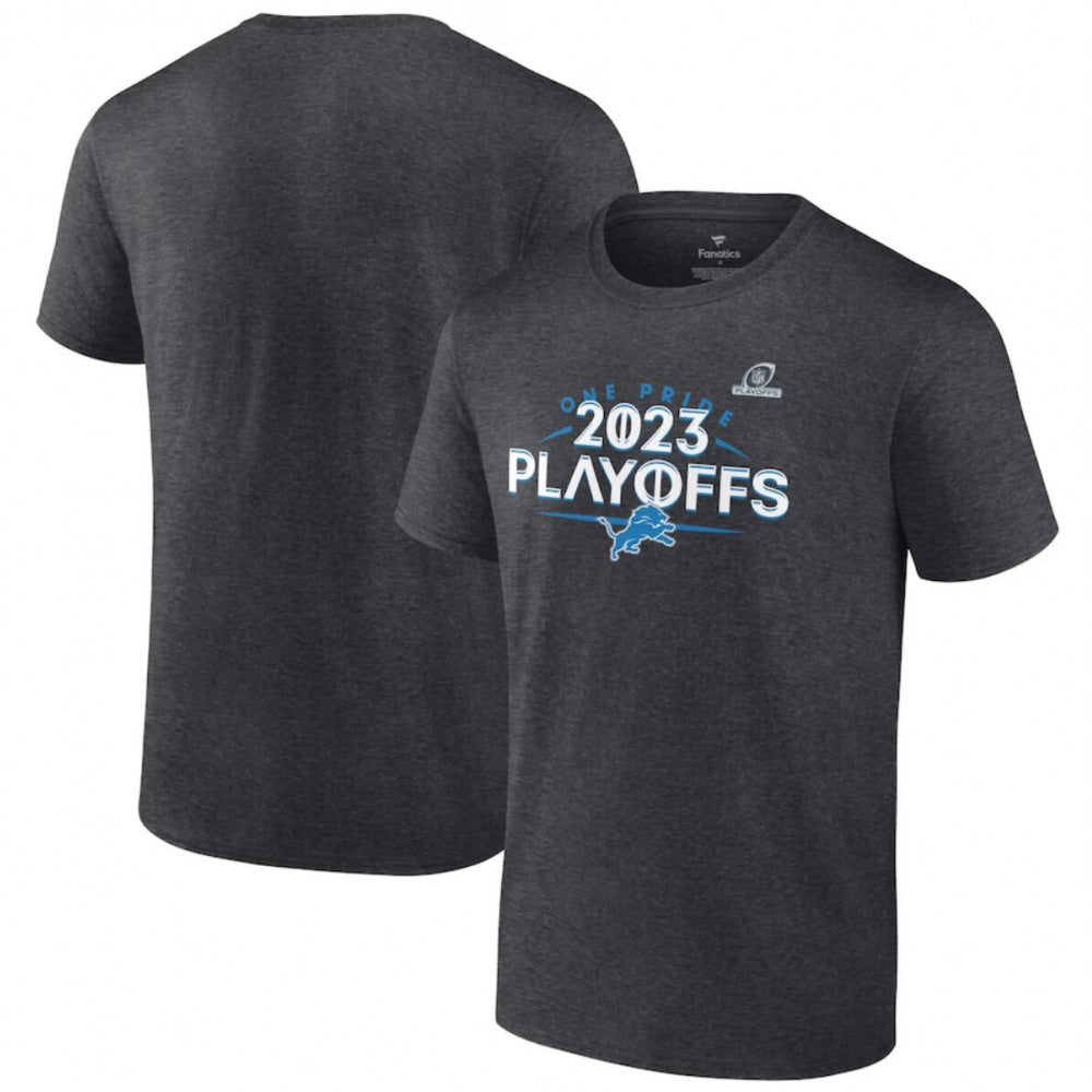 Men's Detroit Lions Heather Charcoal 2023 NFL Playoffs T-Shirt 