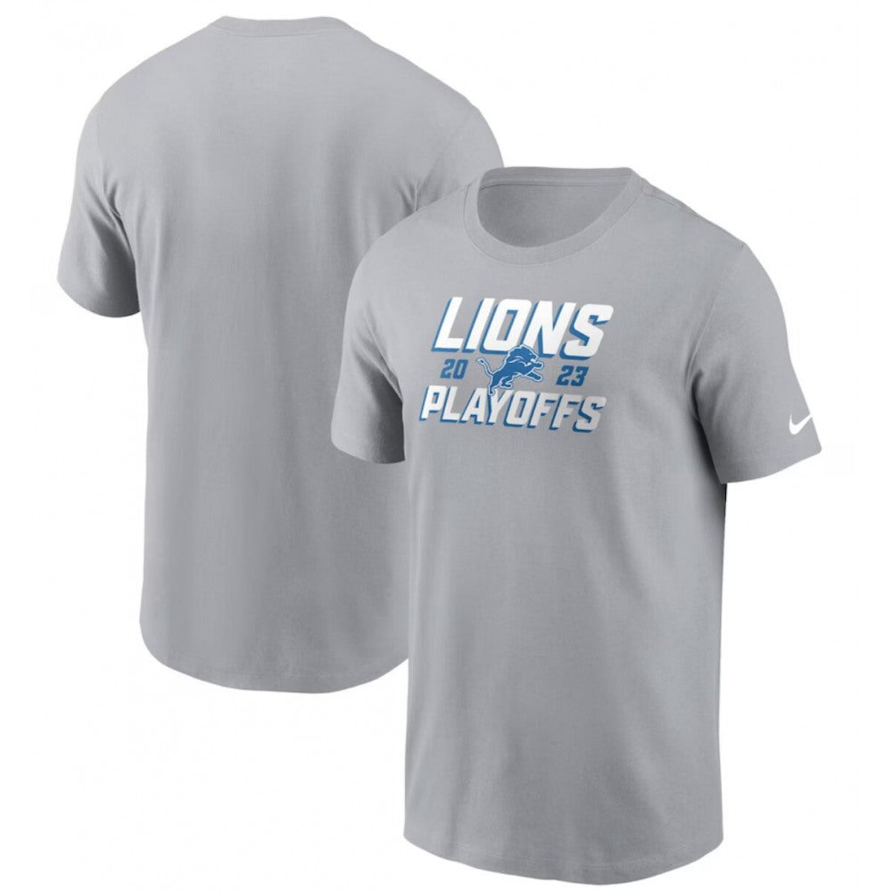 Men's Detroit Lions Gray 2023 NFL Playoffs Iconic T-Shirt 