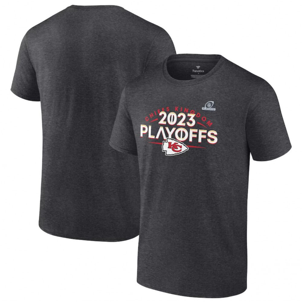 Men's Kansas City Chiefs Heather Charcoal 2023 NFL Playoffs T-Shirt 