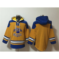 Men's St. Louis Blues Blank Yellow Ageless Must-Have Lace-Up Pullover Hoodie