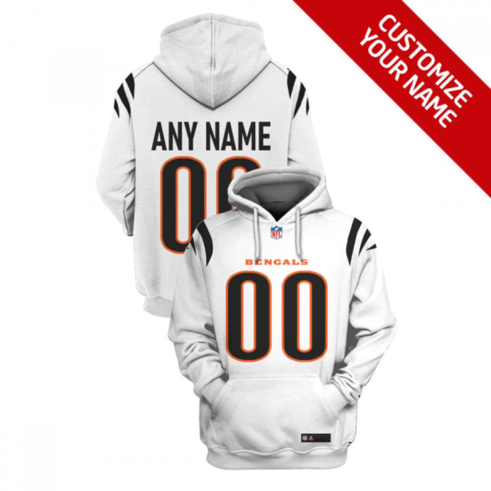 Men's Cincinnati Bengals Active Player Custom 2021 White Pullover Hoodie 