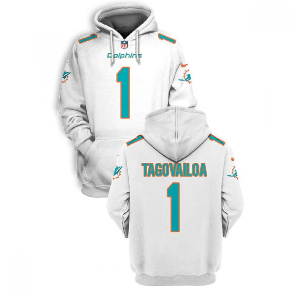 Men's Miami Dolphins Active Player Custom 2021 White Pullover Hoodie 