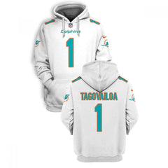 Men's Miami Dolphins Active Player Custom 2021 White Pullover Hoodie 