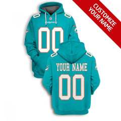 Men's Miami Dolphins Active Player Custom 2021 Aqua Pullover Hoodie 
