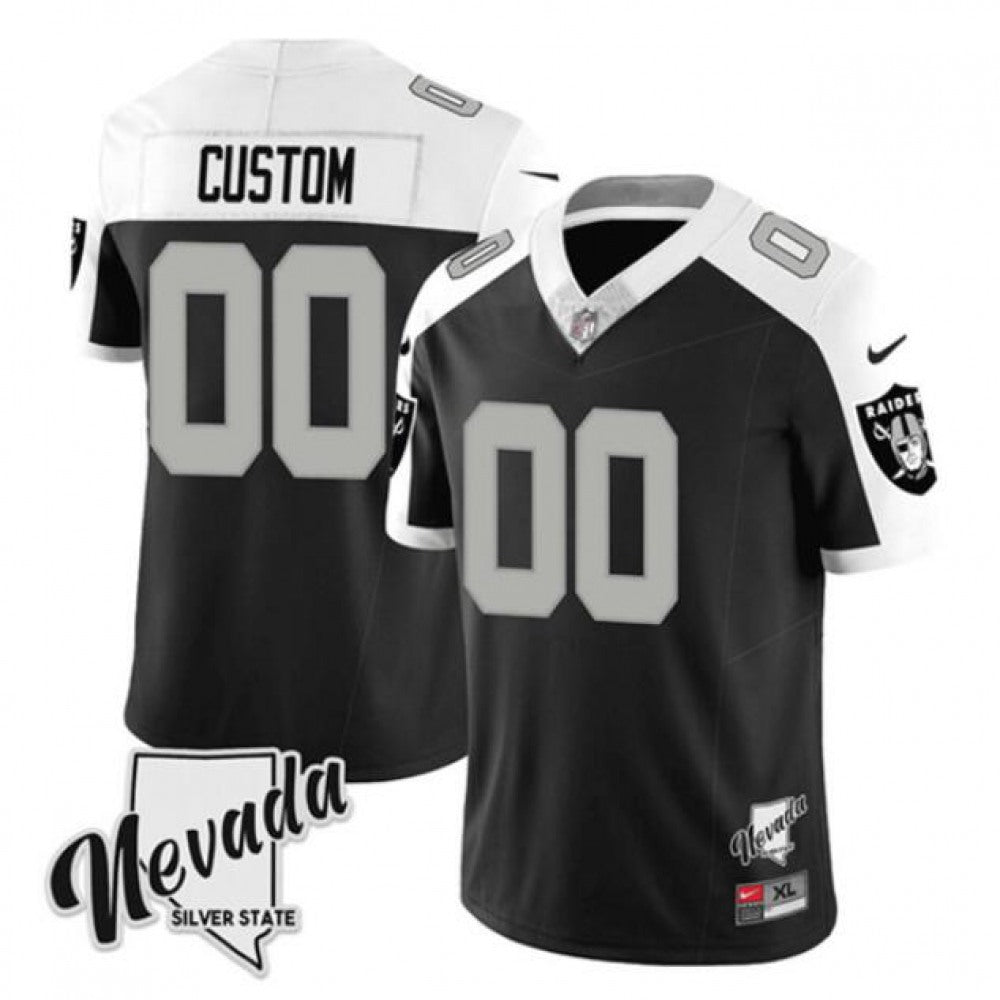Men's Las Vegas Raiders Customized Black/White 2023 F.U.S.E Nevada Silver Stat Stitched Jersey 