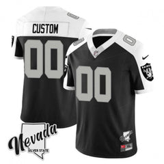 Men's Las Vegas Raiders Customized Black/White 2023 F.U.S.E Nevada Silver Stat Stitched Jersey 
