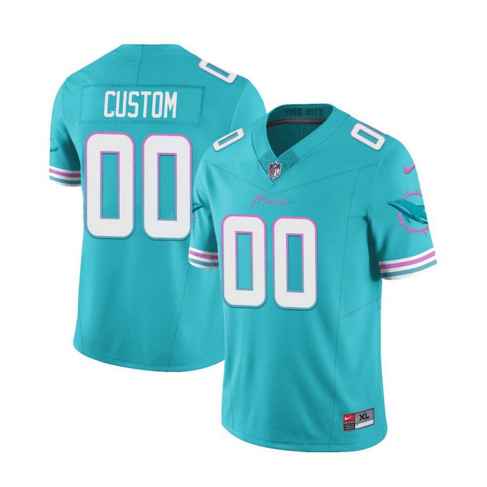 Men's Miami Dolphins Active Player Custom Aqua 2023 F.U.S.E Vapor Limited Stitched Football Jersey 