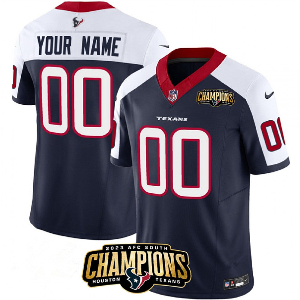 Men's Houston Texans Active Player Custom Navy/White 2023 F.U.S.E. AFC South Champions Patch Limited Stitched Football Jersey 
