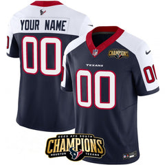 Men's Houston Texans Active Player Custom Navy/White 2023 F.U.S.E. AFC South Champions Patch Limited Stitched Football Jersey 