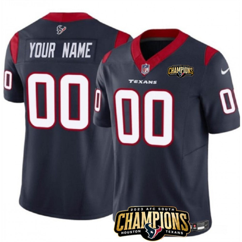 Men's Houston Texans Active Player Custom Navy 2023 F.U.S.E. AFC South Champions Patch Vapor Limited Stitched Football Jersey 