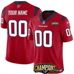 Men's Houston Texans Active Player Custom Red 2023 F.U.S.E. AFC South Champions Patch Vapor Limited Stitched Football Jersey 