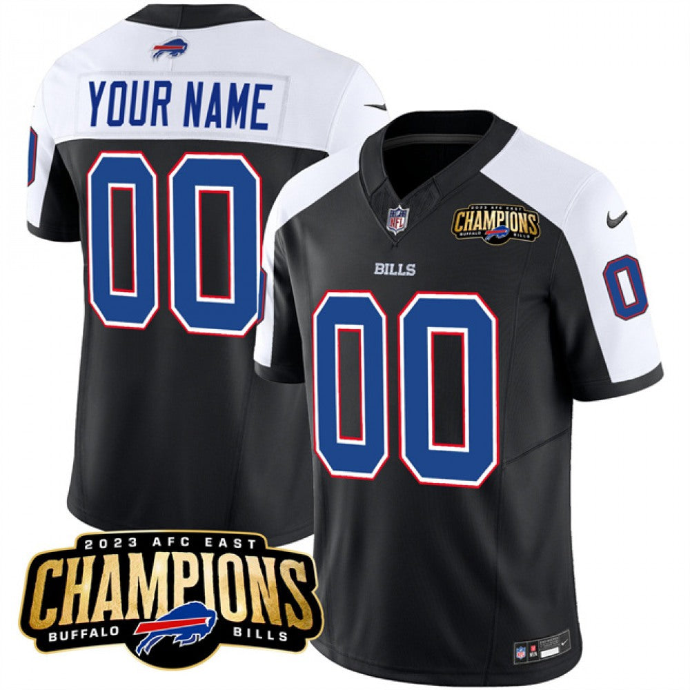 Men's Buffalo Bills Active Player Custom Black/White 2023 F.U.S.E. AFC East Champions Ptach Stitched Football Jersey 