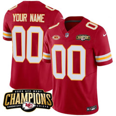 Men's Kansas City Chiefs Active Player Custom Red 2023 F.U.S.E. AFC West Champions With "NKH" Patch Vapor Untouchable Limited Stitched Jersey 