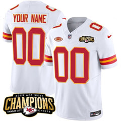 Men's Kansas City Chiefs Active Player Custom White 2023 F.U.S.E. AFC West Champions With "NKH" Patch Vapor Untouchable Limited Stitched Jersey 