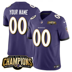 Men's Baltimore Ravens Active Player Custom Purple 2023 F.U.S.E. AFC North Champions Vapor Limited Football Jersey 