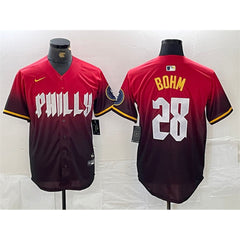 Men's Philadelphia Phillies #28 Alec Bohm Red 2024 City Connect Limited Stitched Jersey