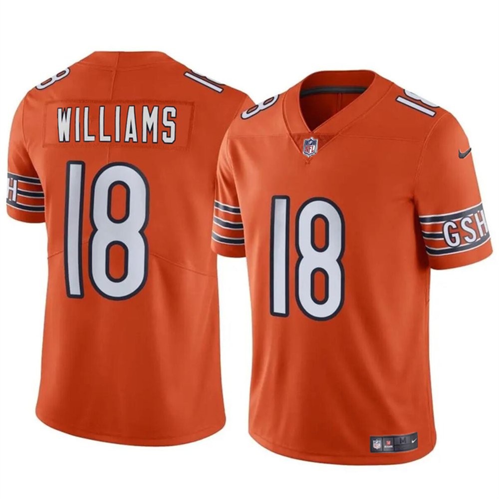 Men's Chicago Bears #18 Caleb Williams Orange 2024 Draft Vapor Stitched Football Jersey 