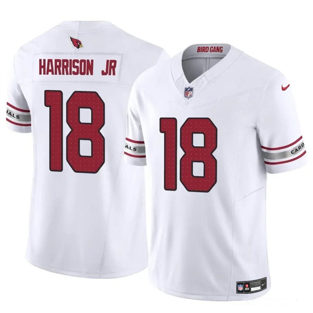 Men's Arizona Cardinals #18 Marvin Harrison Jr White 2024 Draft F.U.S.E. Vapor Untouchable Limited Stitched Football Jersey 