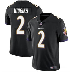 Men's Baltimore Ravens #2 Nate Wiggins Black 2024 Draft Vapor Limited Football Jersey 