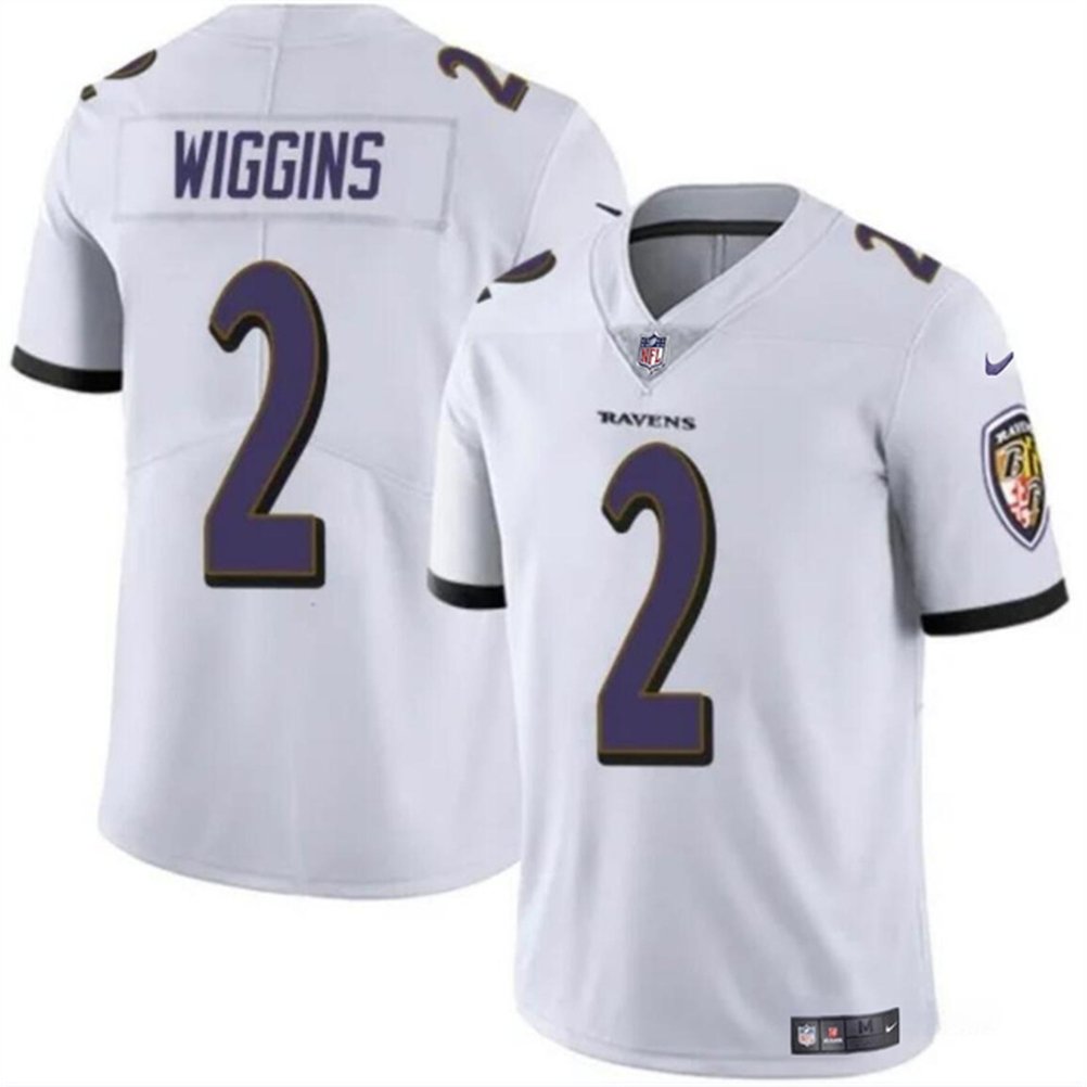 Men's Baltimore Ravens #2 Nate Wiggins White 2024 Draft Vapor Limited Football Jersey 