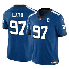 Men's Indianapolis Colts #97 Laiatu Latu Blue 2024 Draft F.U.S.E. Thowback Vapor Limited Stitched Football Jersey 